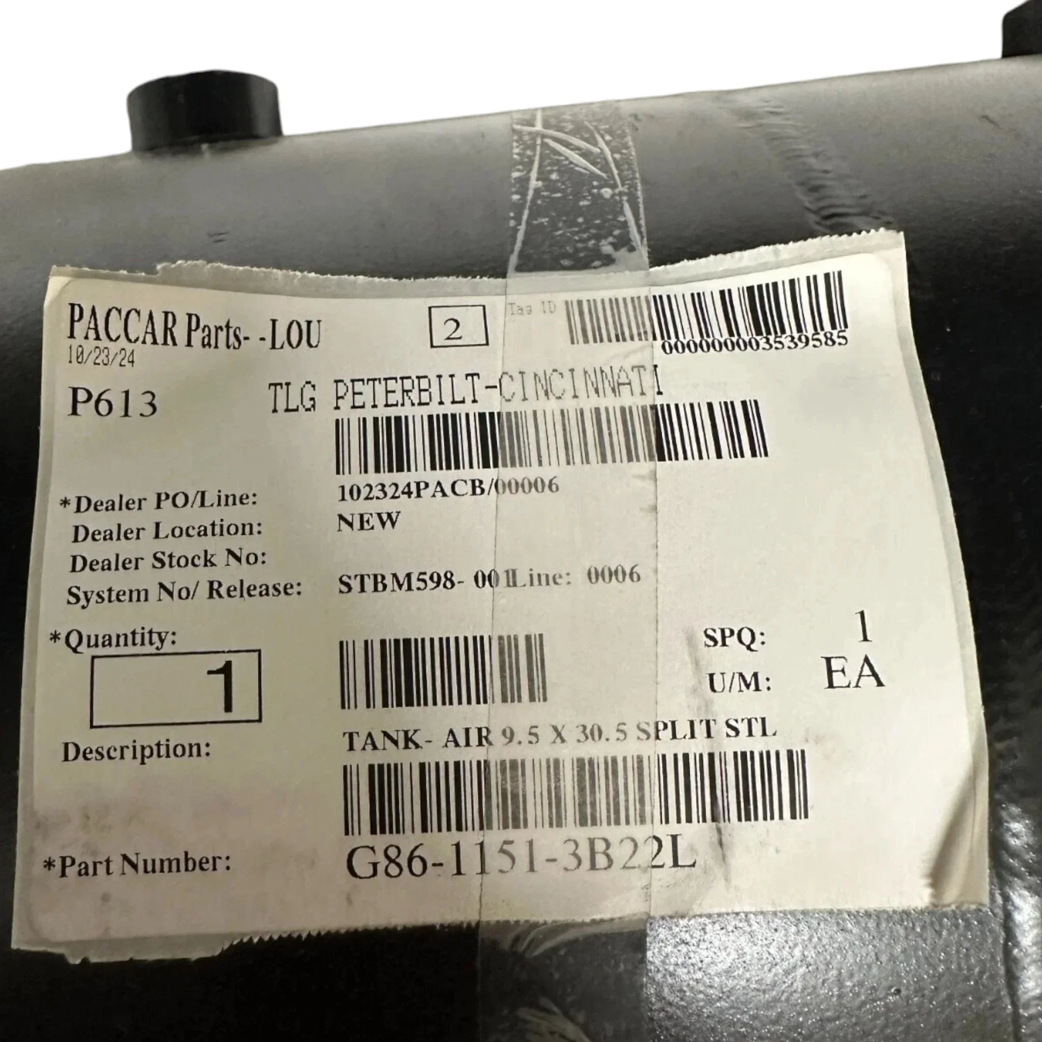 G8611513B22L Genuine Paccar Air Tank