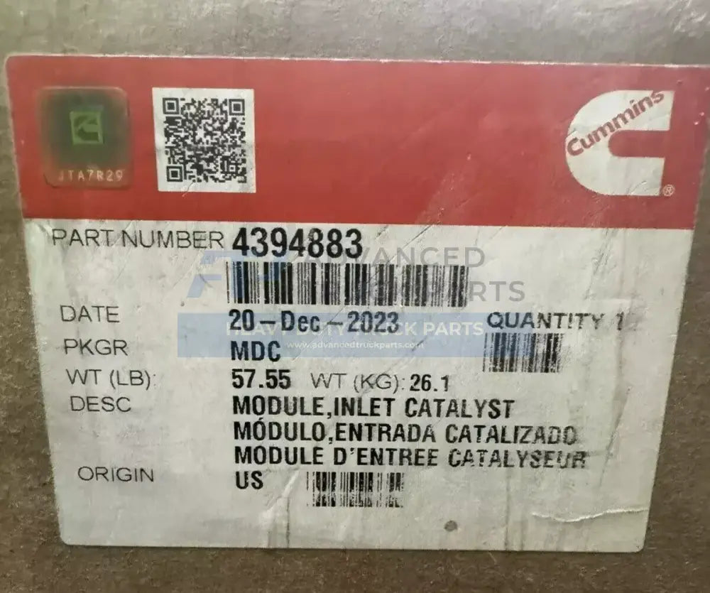 4394883NX Genuine Cummins Inlet Catalyst Module