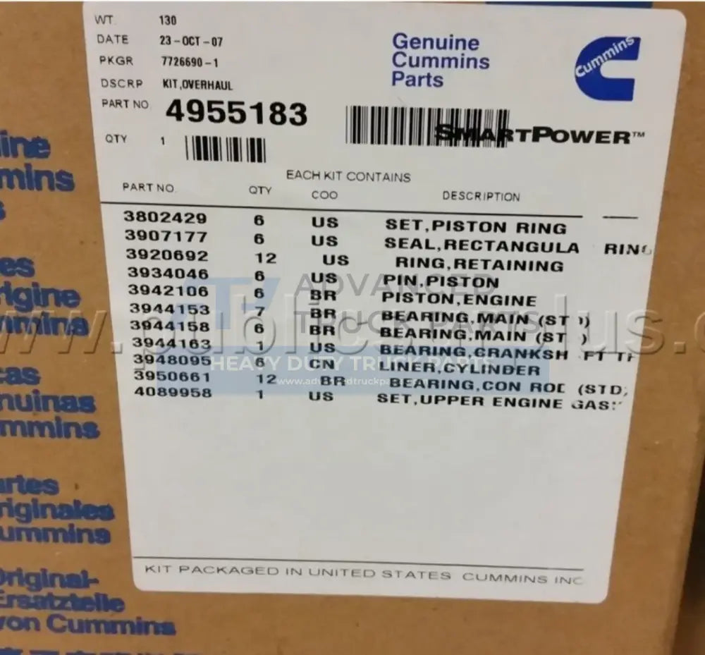 4955183 Genuine Cummins Overhaul Kit