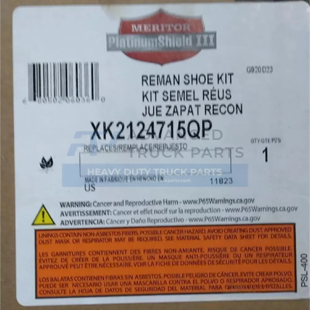 85123004 Genuine Mack Brake Shoe Kit - Truck To Trailer