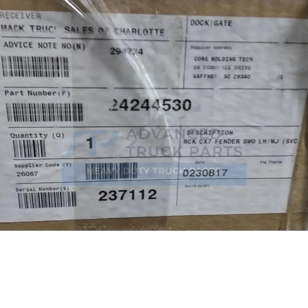 24244530 Genuine Mack Fender - Truck To Trailer