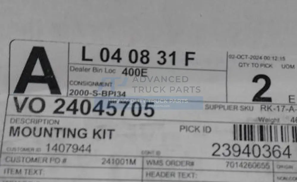 Genuine Mack Mounting Kit - Kits