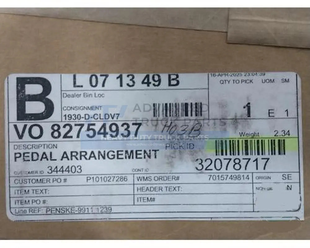 Genuine Mack Pedal Arrangement - Pedals
