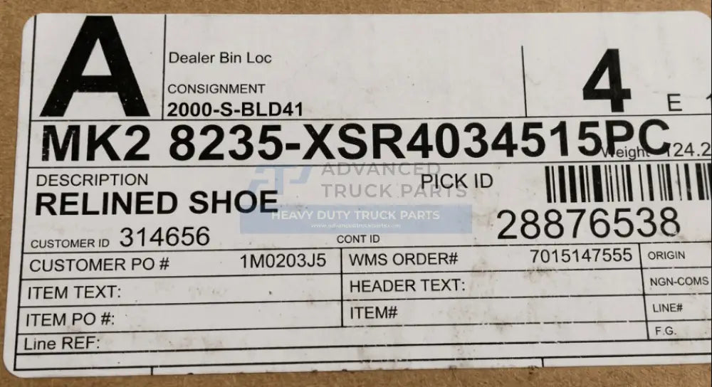 Genuine Meritor Relined Shoe