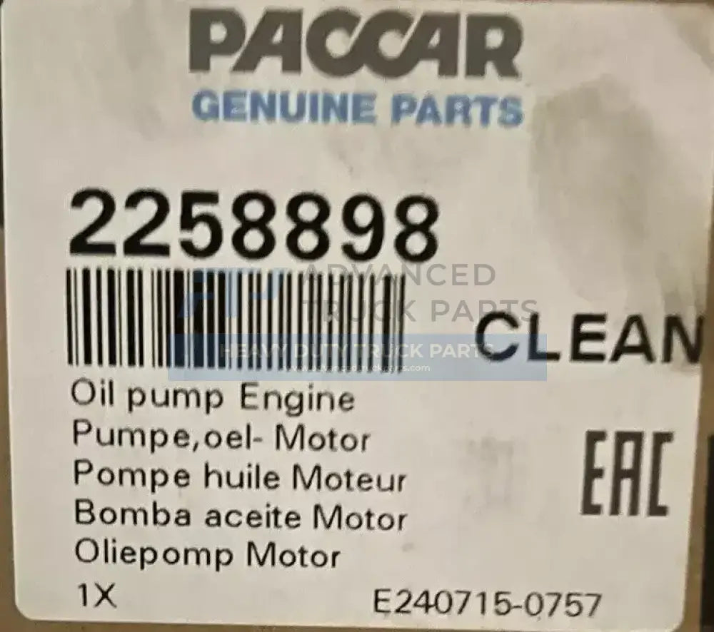 2258898 Genuine Paccar Oil Pump