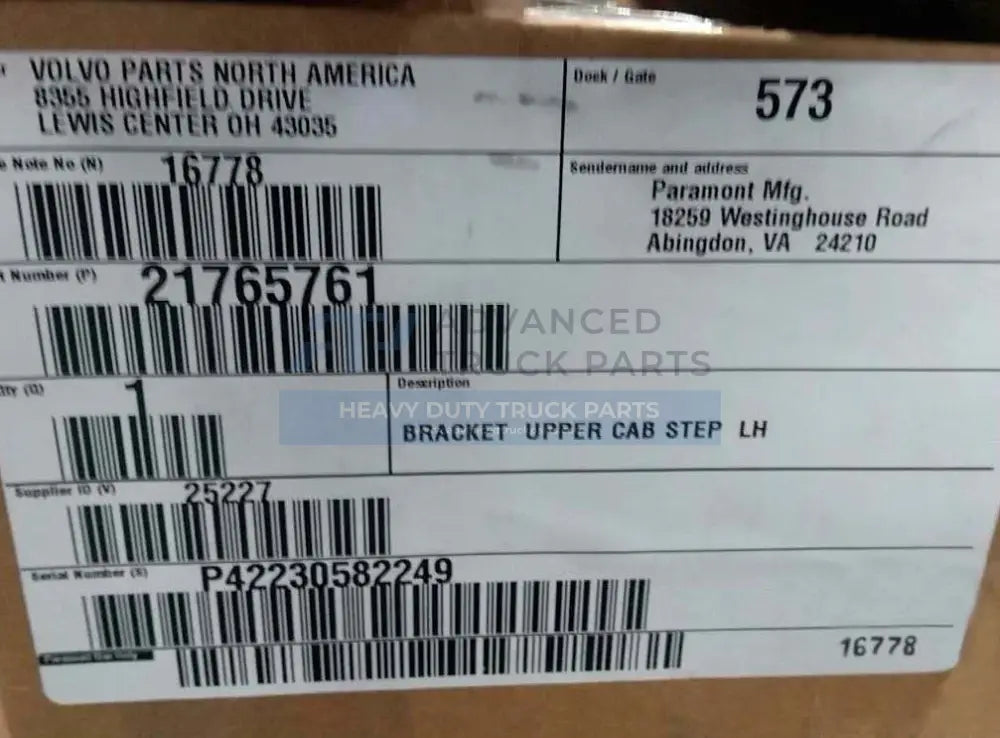 21765761 Genuine Volvo Bracket - Truck To Trailer