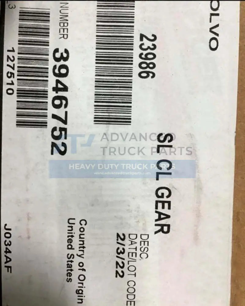 3946752 Genuine Volvo Clutch Gear - Truck To Trailer