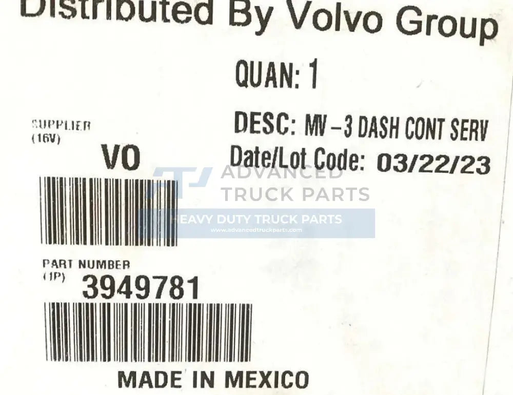 3949781 Genuine Volvo Dash Valve - Truck To Trailer