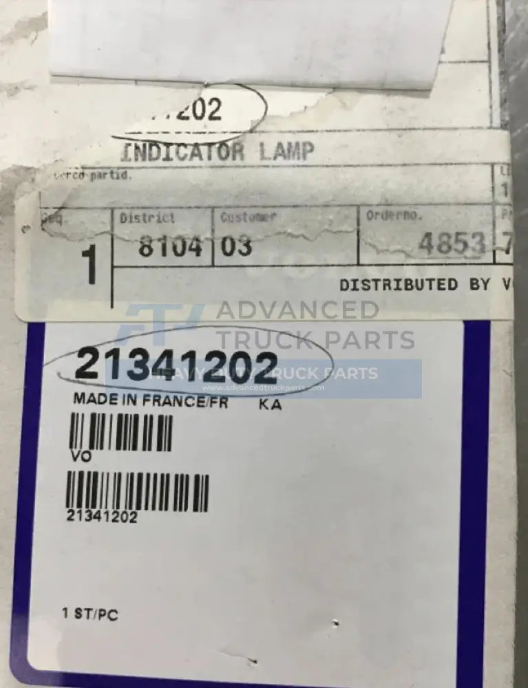 21341202 Genuine Volvo Indicator Lamp - Truck To Trailer