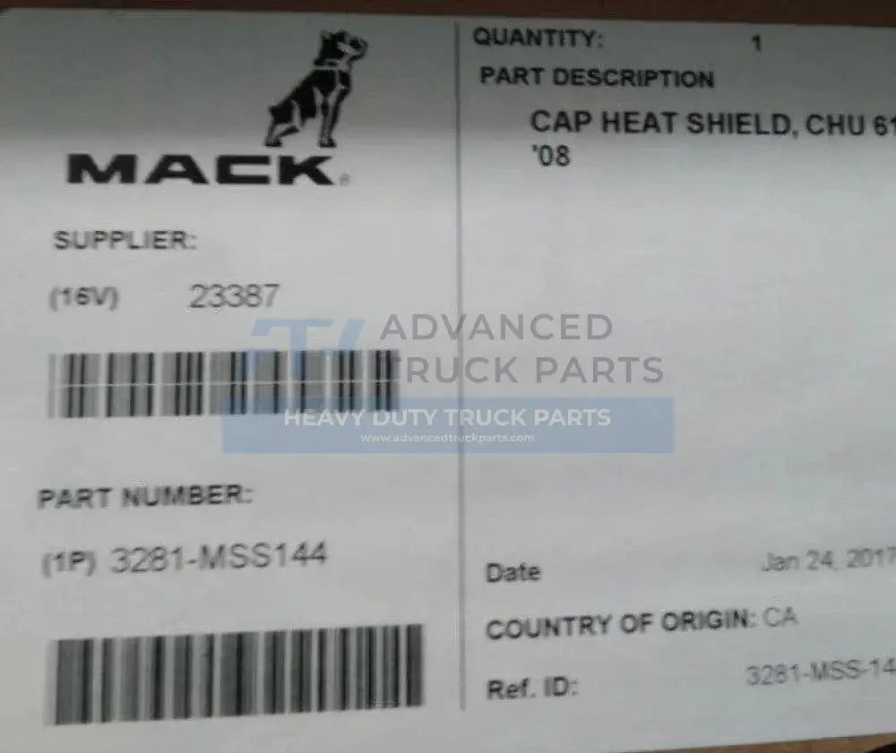 3281-MSS144 Genuine Volvo/Mack Dpf Cover - Truck To Trailer
