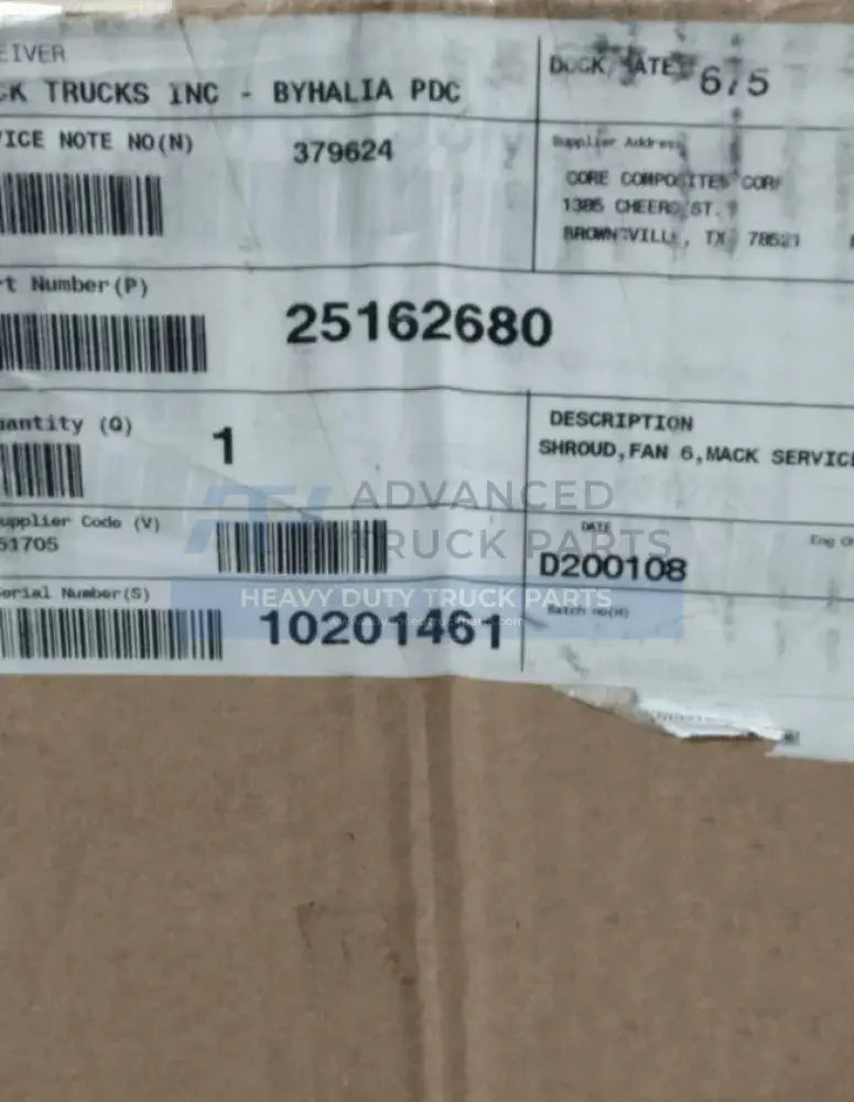 25162680 Genuine Volvo/Mack Fan Shroud - Truck To Trailer