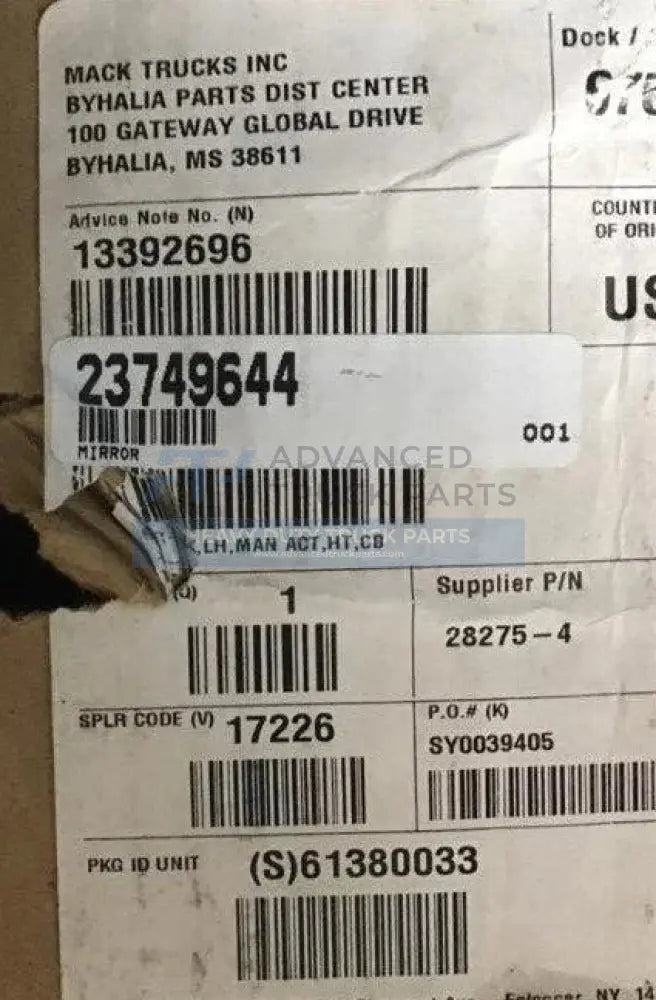 23749644 Genuine Volvo Mirror - Truck To Trailer