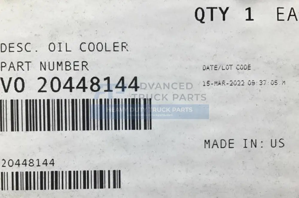20448144 Genuine Volvo Oil Cooler - Truck To Trailer