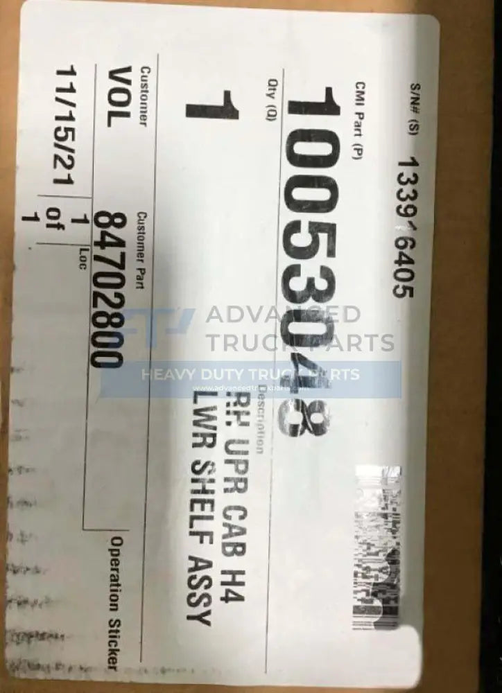 84702800 Genuine Volvo Shelf - Truck To Trailer