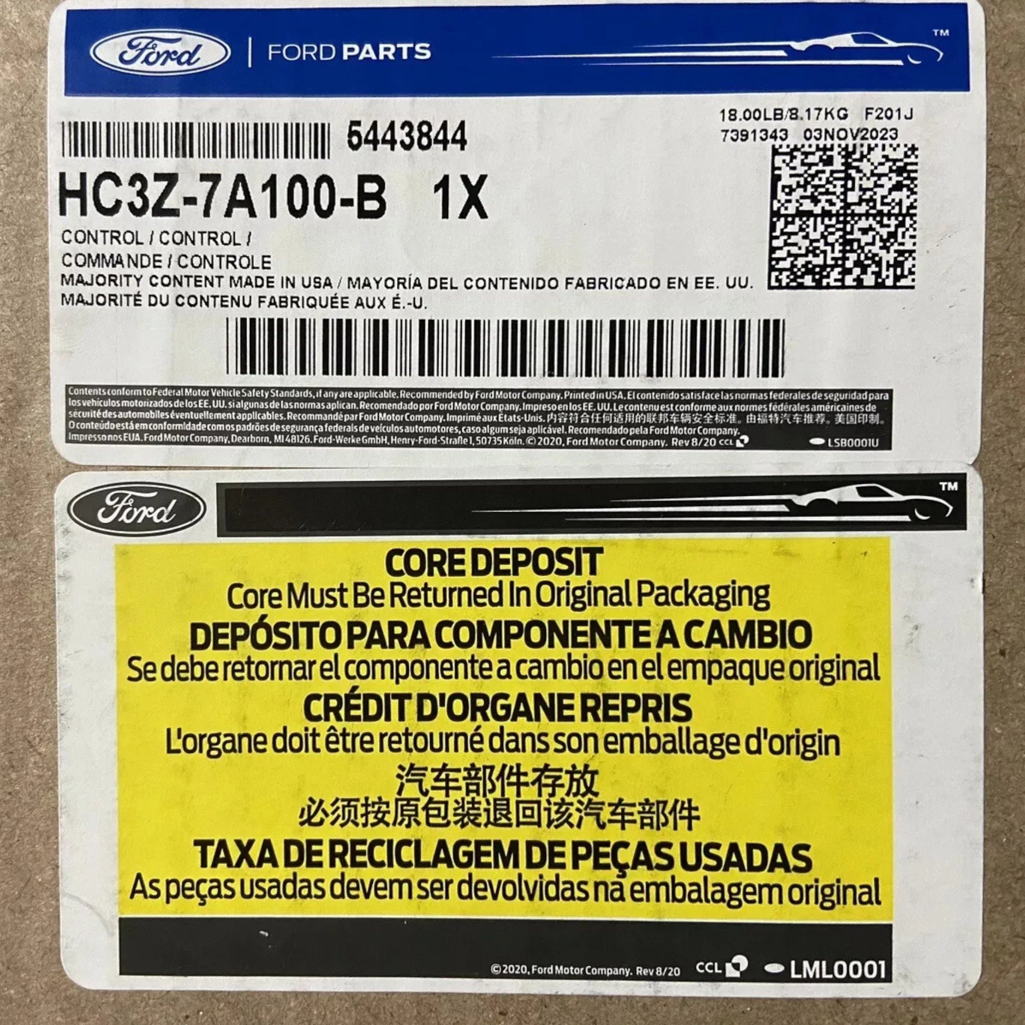 HC3Z-7A100-B Genuine Ford Valve Body