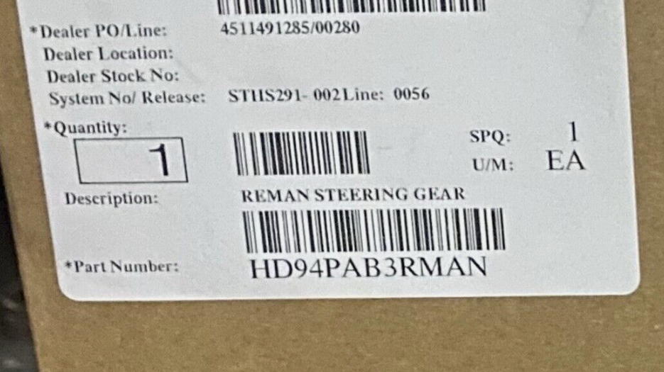 HD94PAB3RMAN Genuine Sheppard Steeering Gear HD94 - ADVANCED TRUCK PARTS