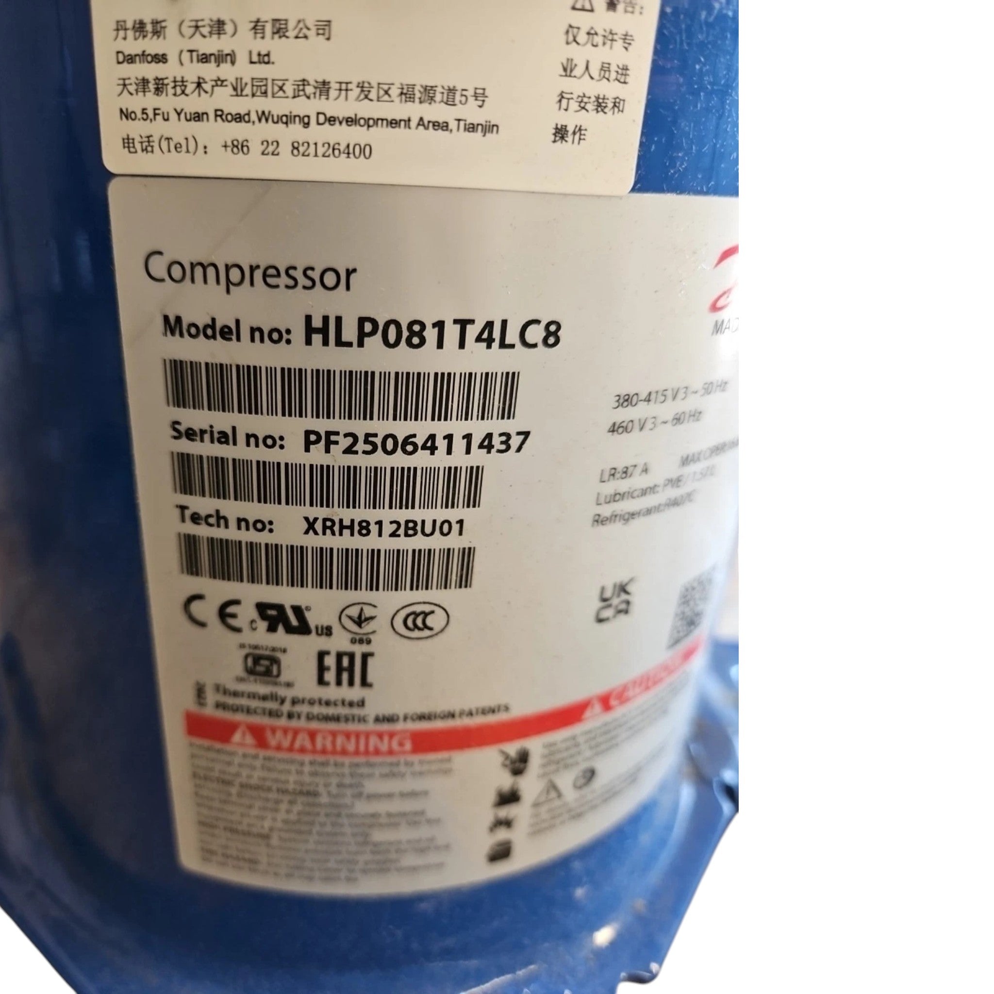HLP081T4LC8 Genuine Danfoss Scroll Compressor