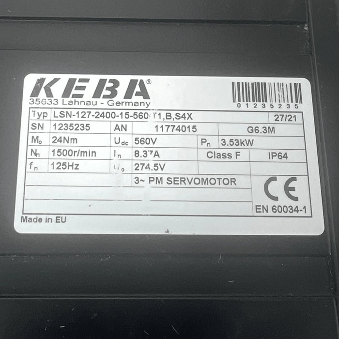 LSN-127-2400-15-560/T1.B.S4X Keba/LTI Drives Servomotor 560V 8.37A 1500R/MIN