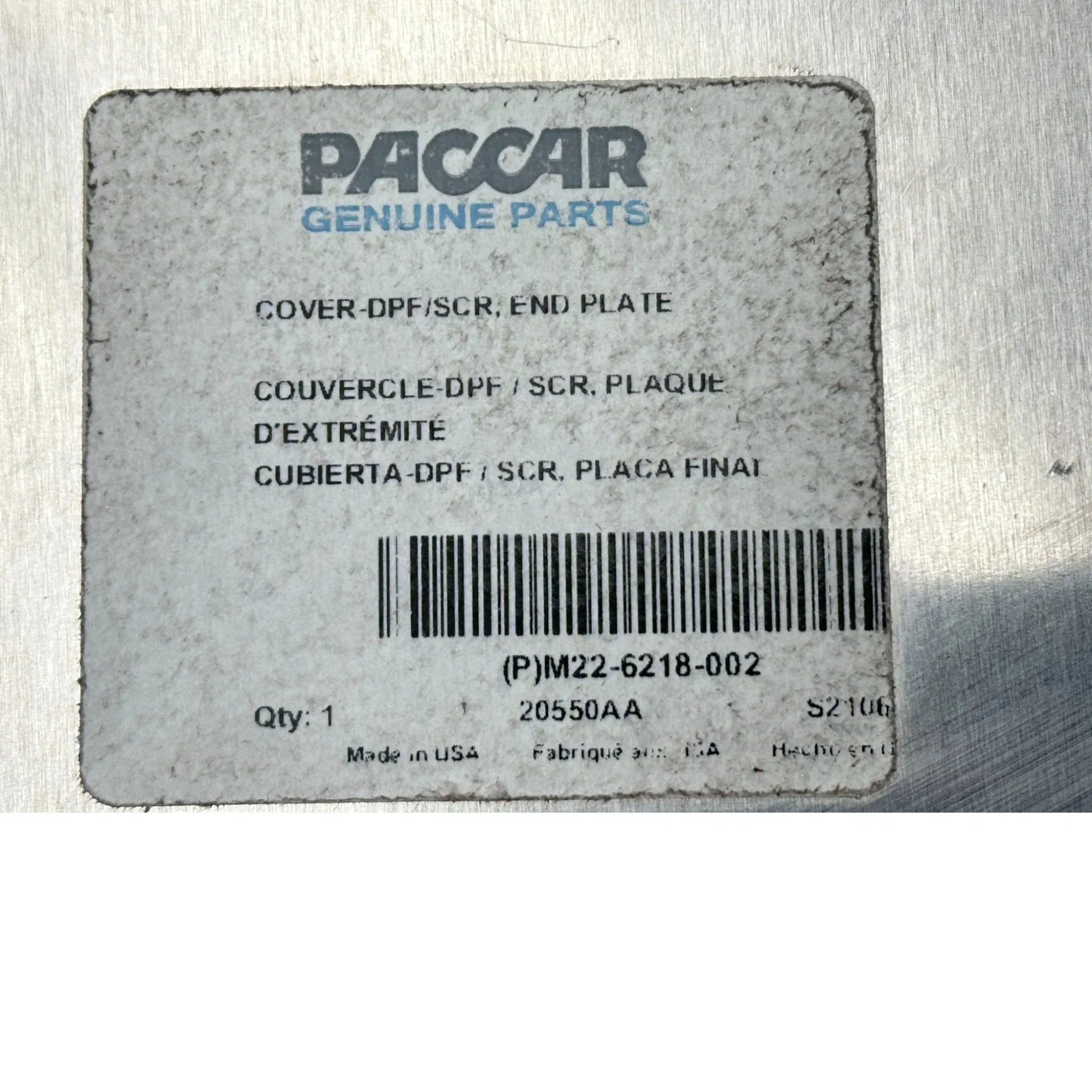 M226218002 Genuine Paccar DPF/SCR End Plate Cover