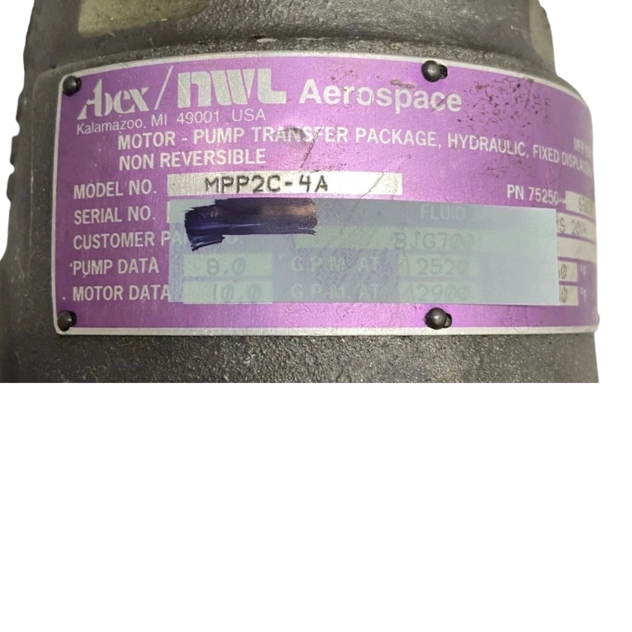 MPP2C-4A Abex Hydraulic Pump Motor Assembley