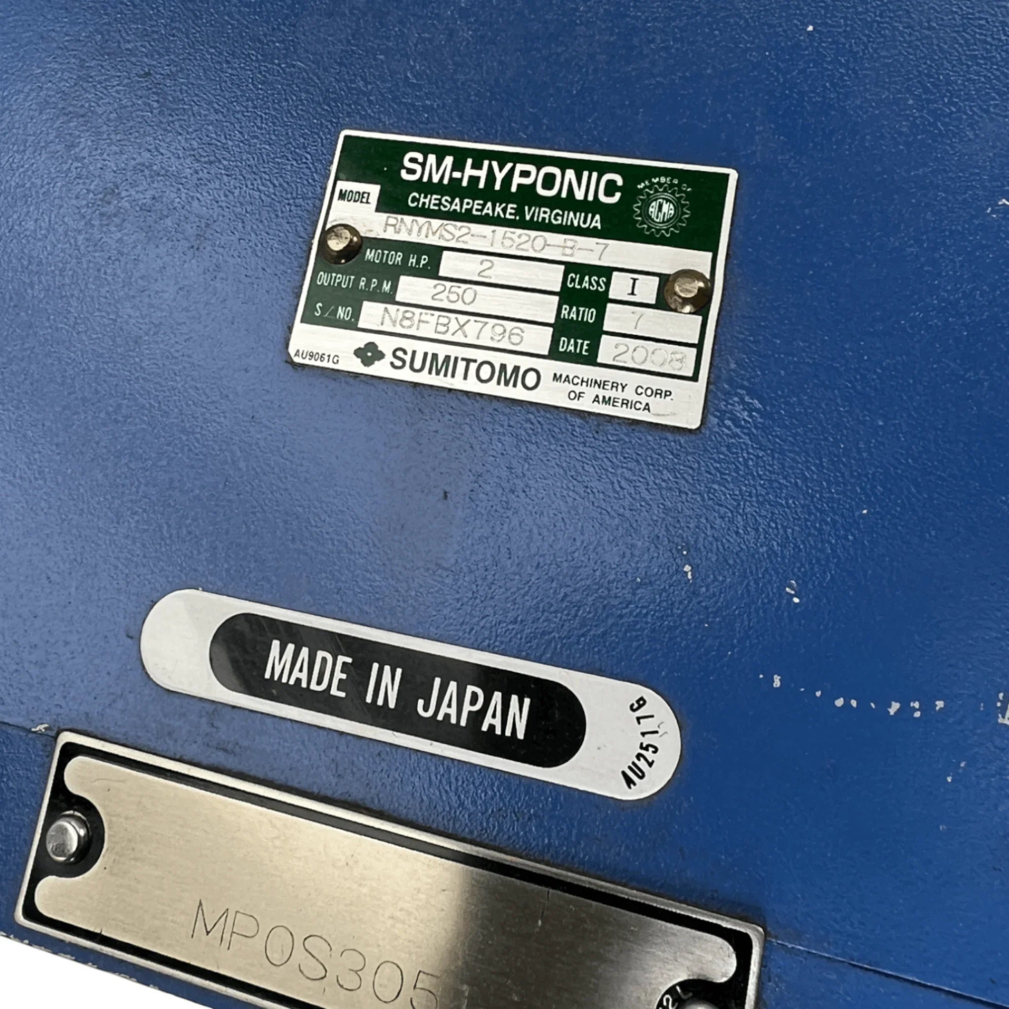 MYMS2-1520-B-7 Sumitomo H Series Hyponic Gearmotor