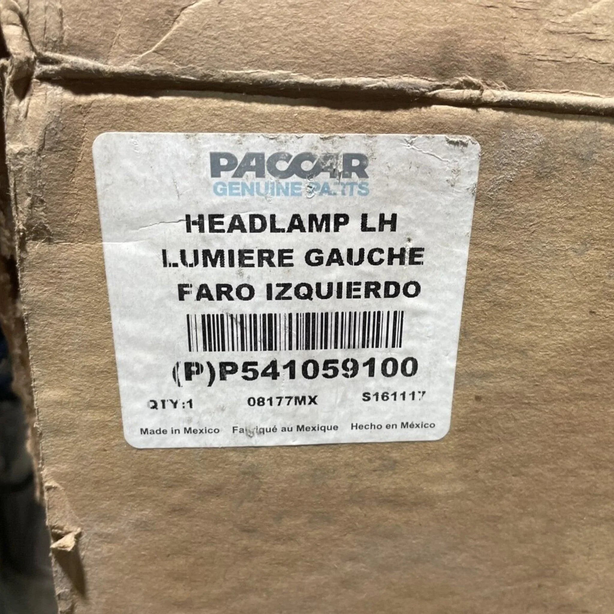P54-1059-100L Genuine Paccar Left Headlight
