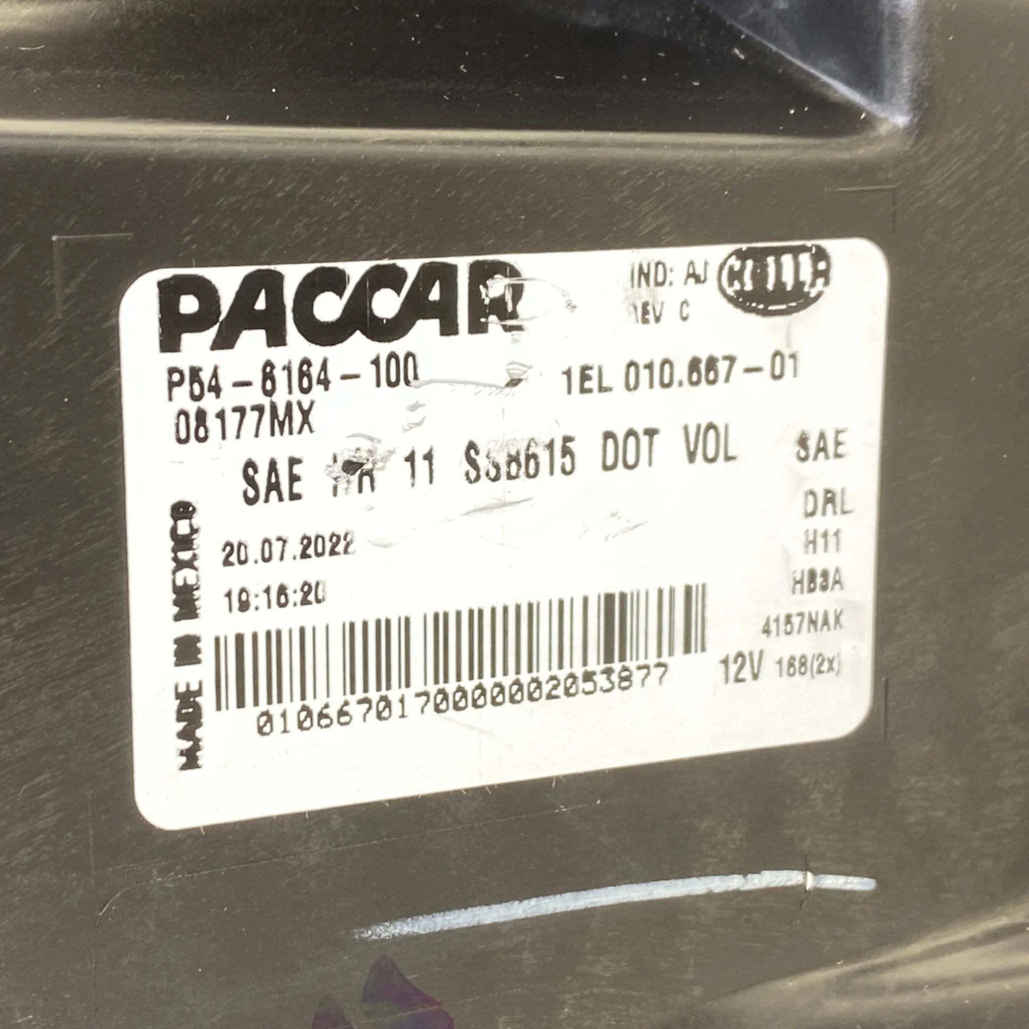 P54-6164-100 Paccar Left Side Halogen Headlight Assy For Kenworth T680 2013-2021