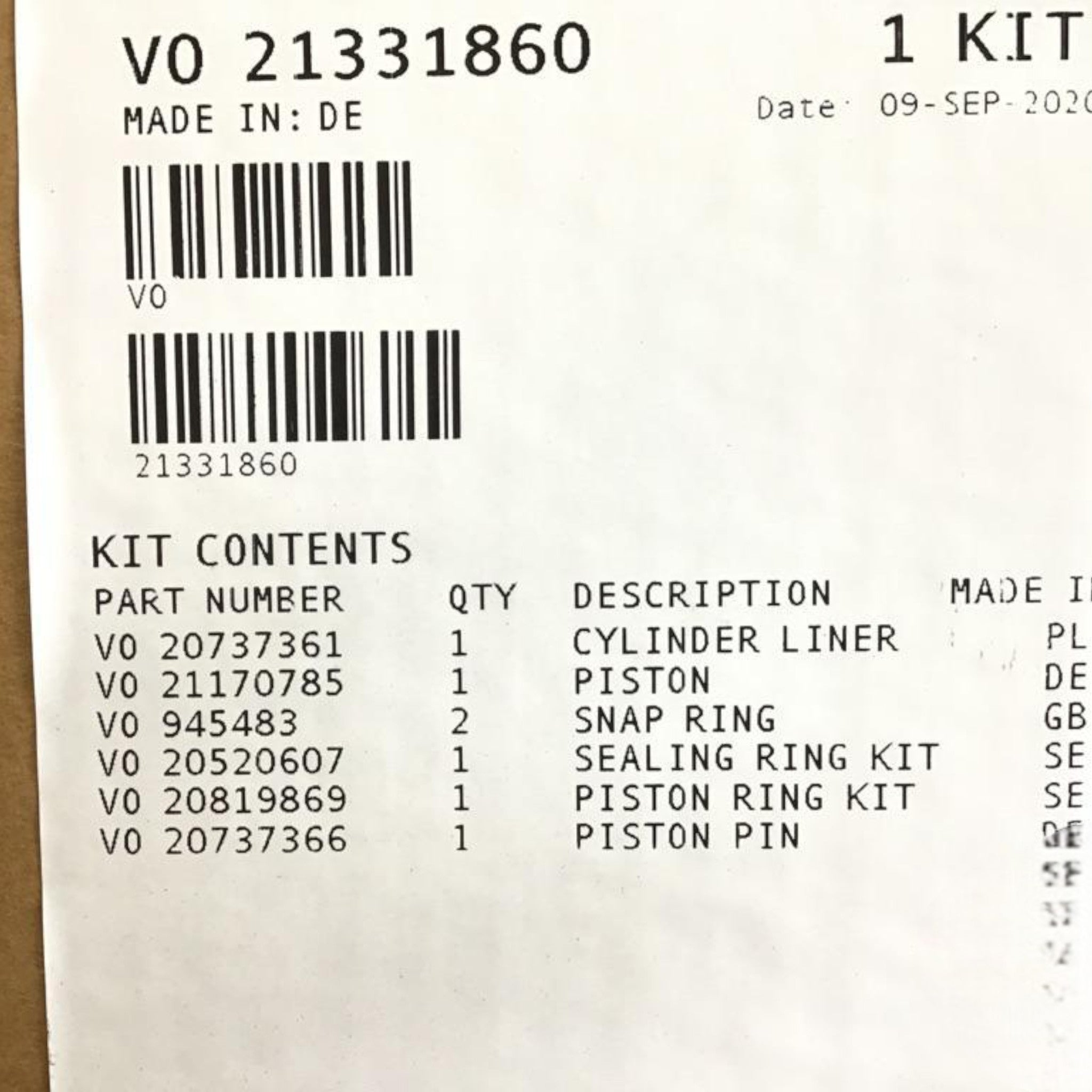 21331860 Genuine Mack Cylinder Liner Kit