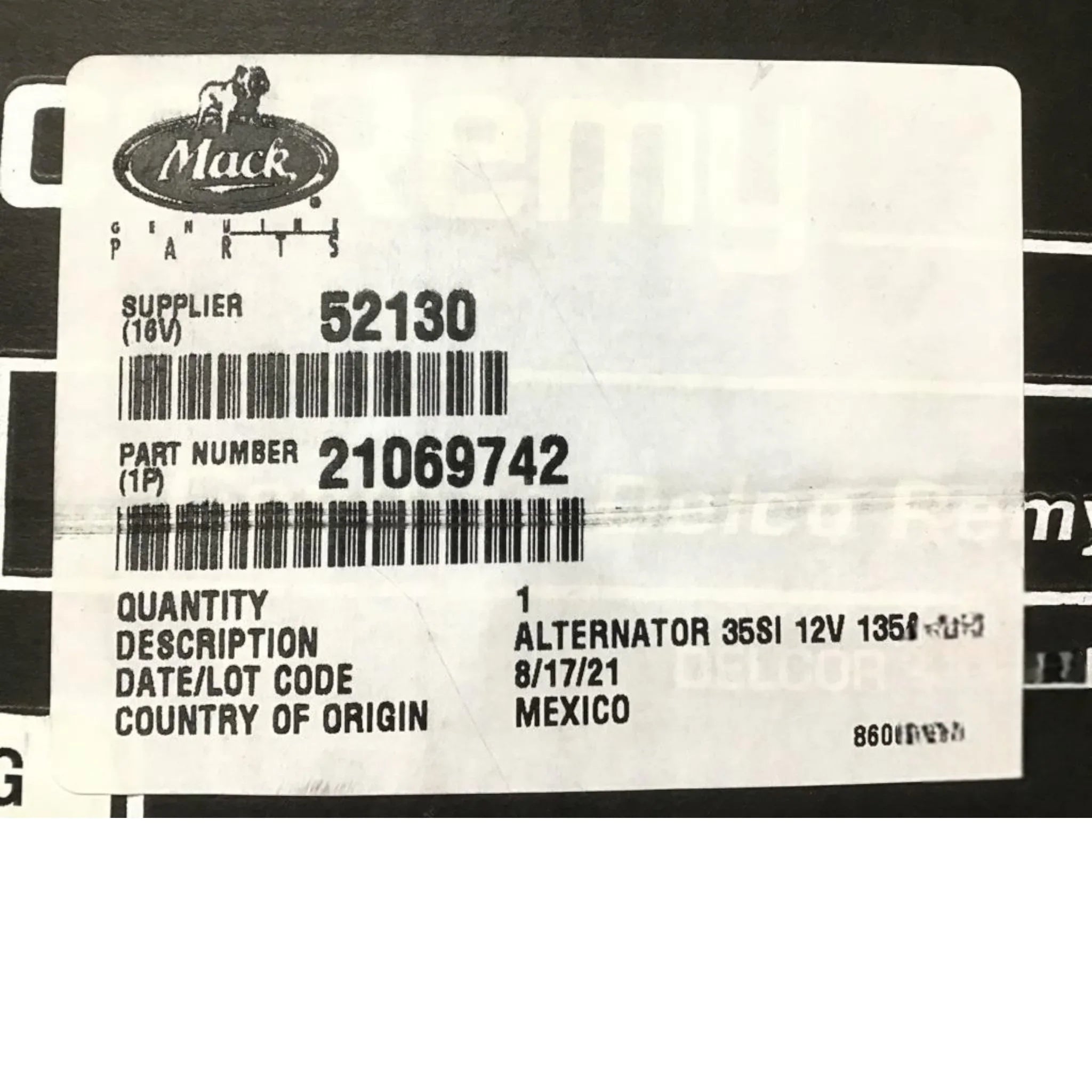21069742 Genuine Mack Alternator - Truck To Trailer