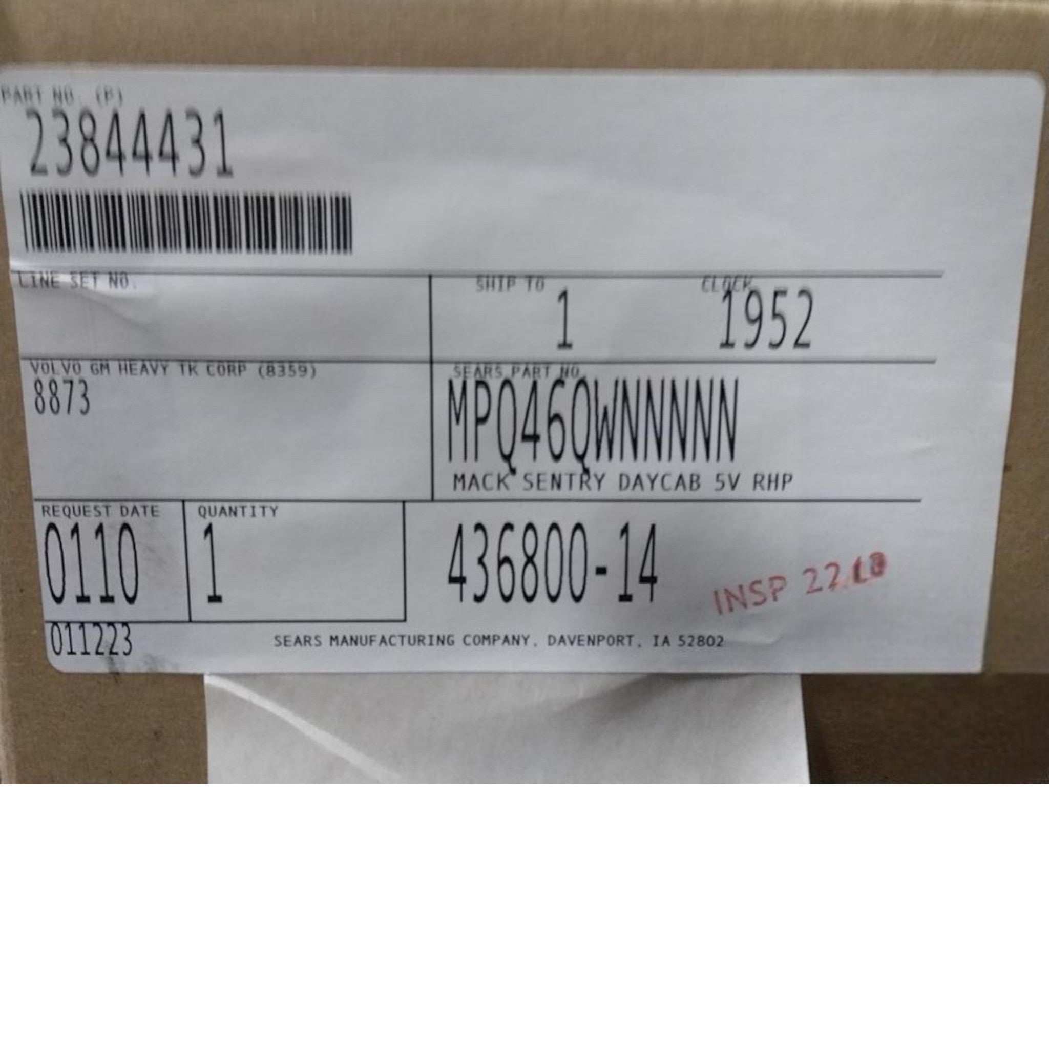 23844431 Genuine Mack Drivers Seat