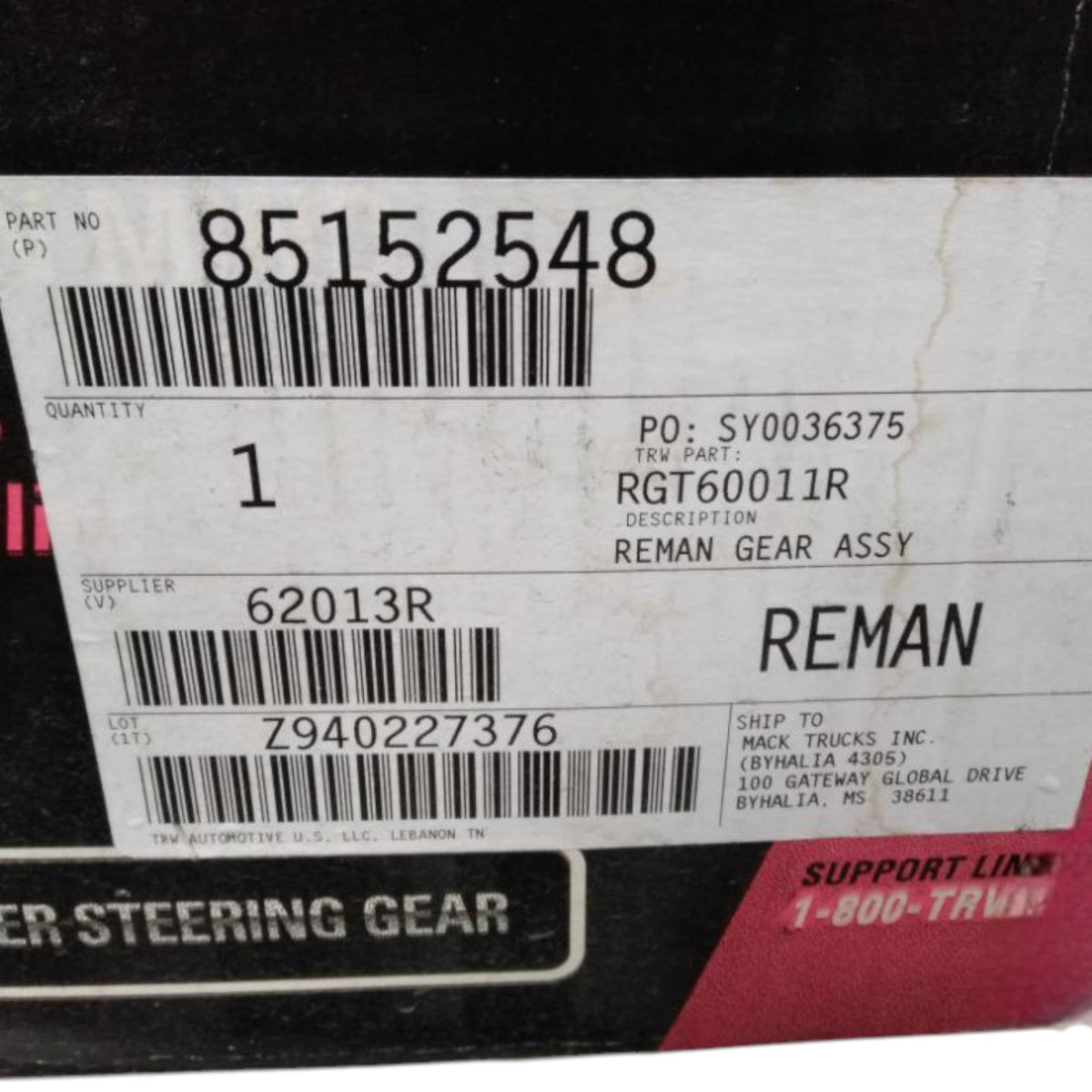 85152548 Genuine Mack Steering Gear