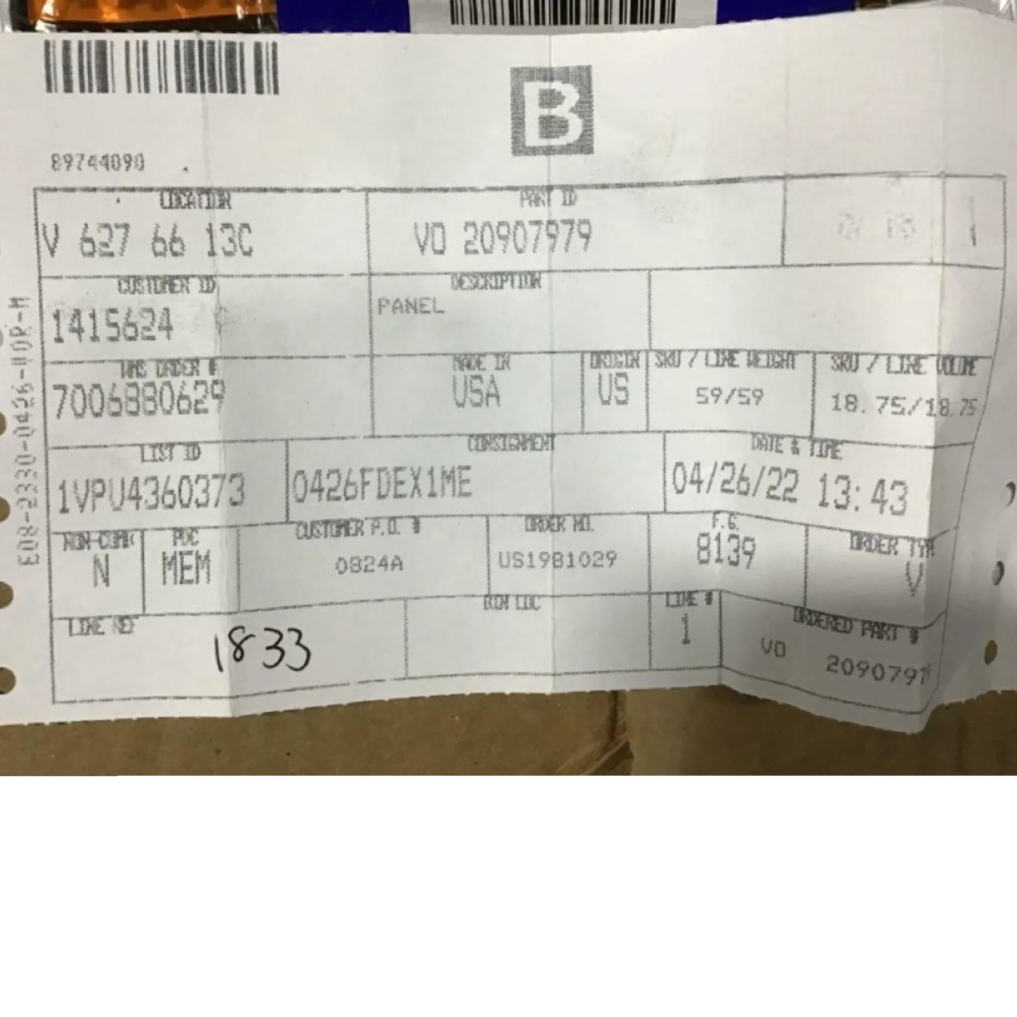 20907979 Genuine Volvo Panel - Truck To Trailer