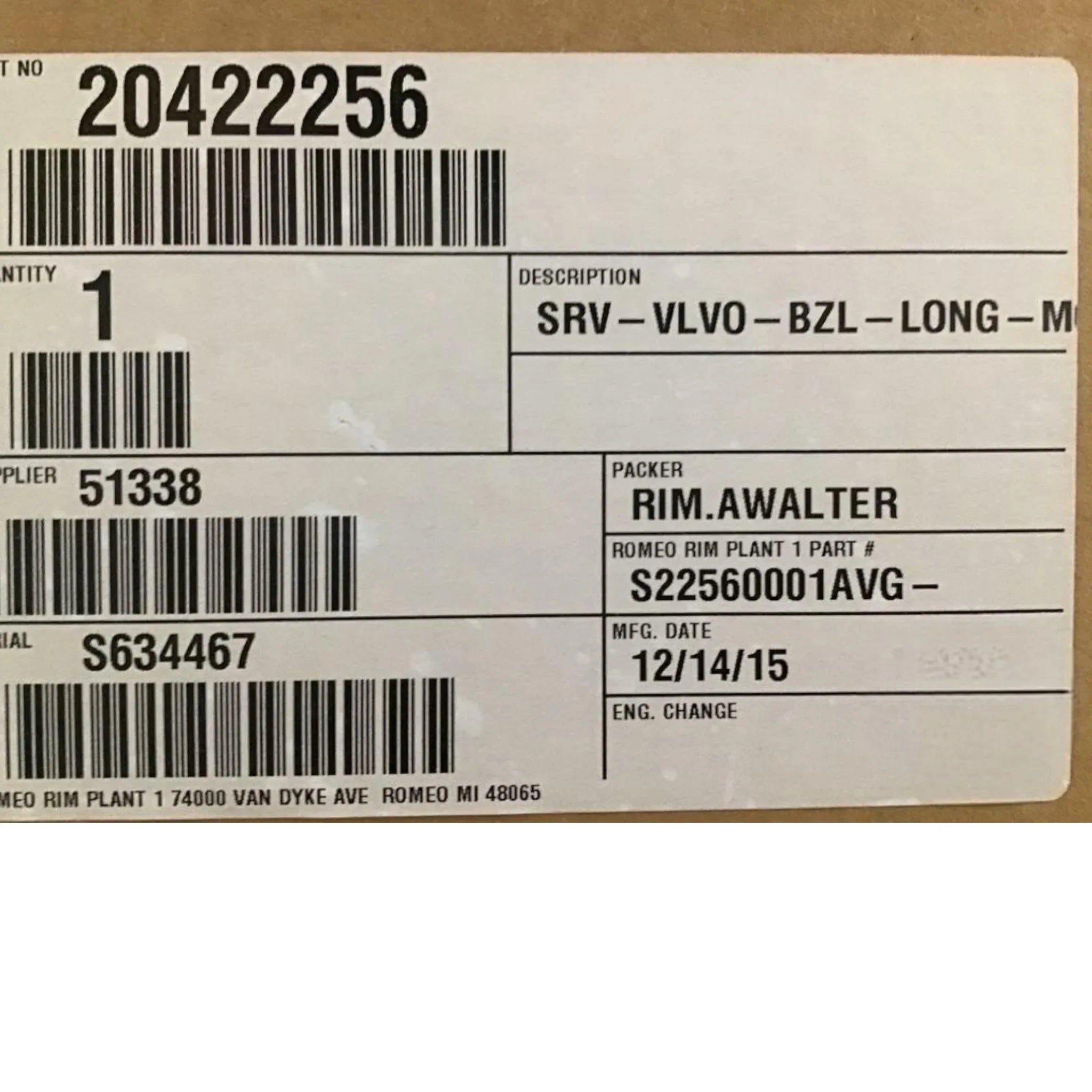 20422256 Genuine Volvo Bezel - Truck To Trailer