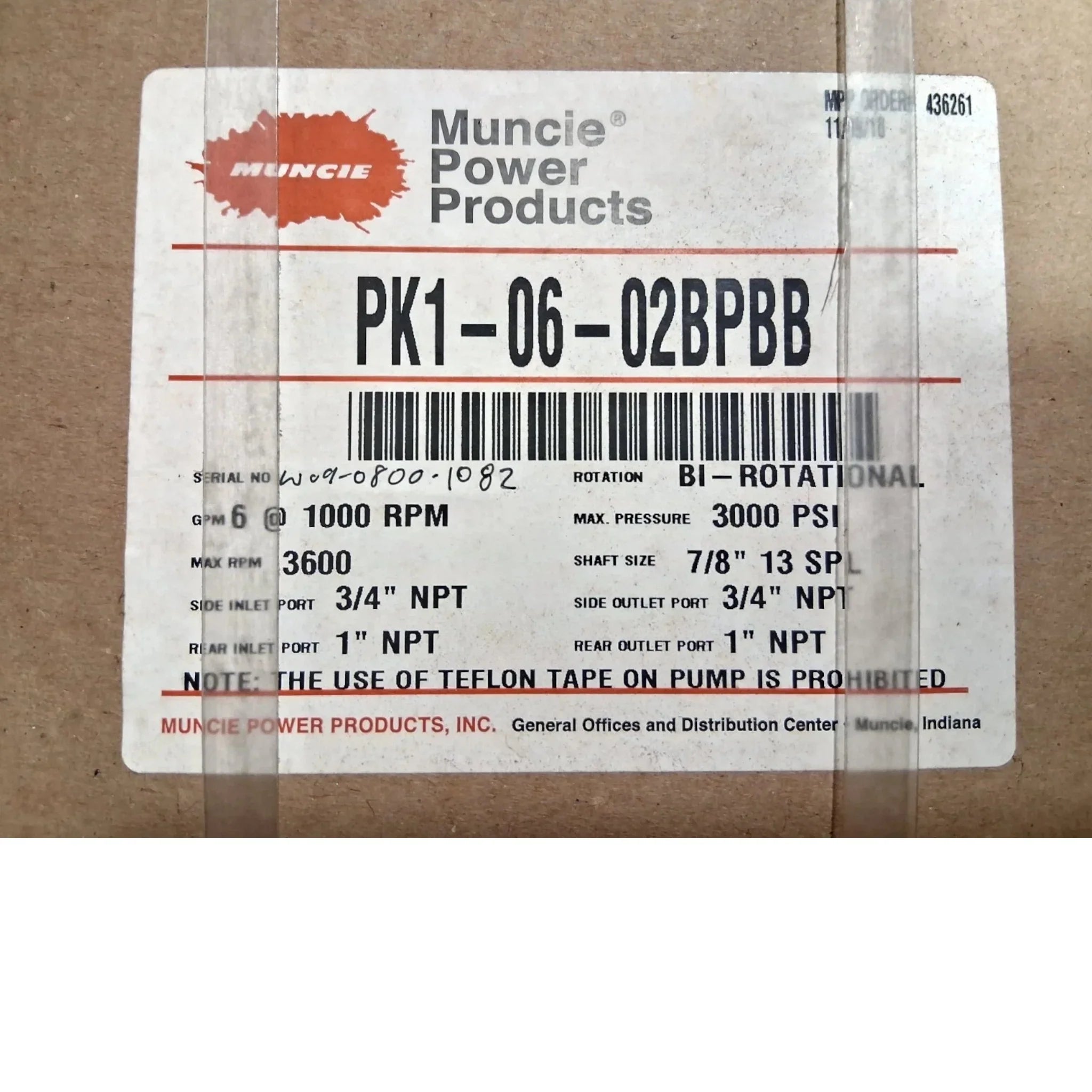 PK1-06-02BPBB Genuine Muncie Hydraulic PTO Pump