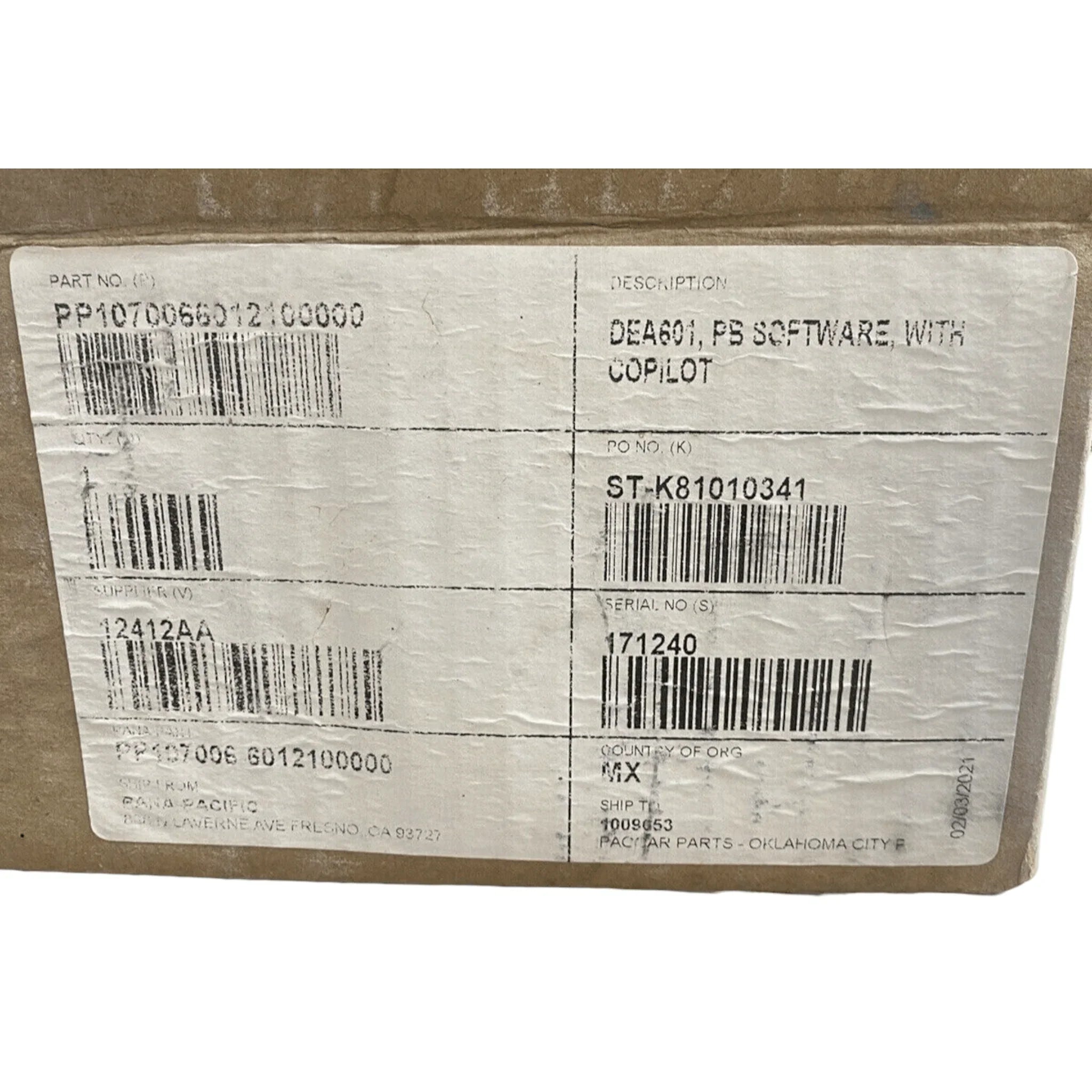 PP107006-6012100000 Genuine Paccar Display Touchscreen DEA601