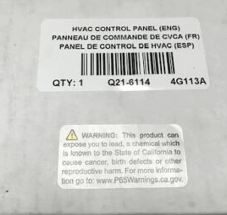 Q21-6114 Genuine Paccar Hvac Control Panel
