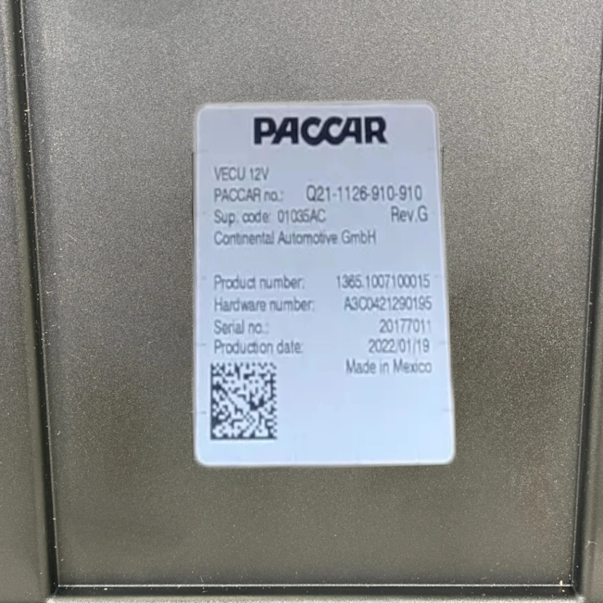 Q211126910910 Paccar Vecu Cab Control Module Peterbilt Kenworth