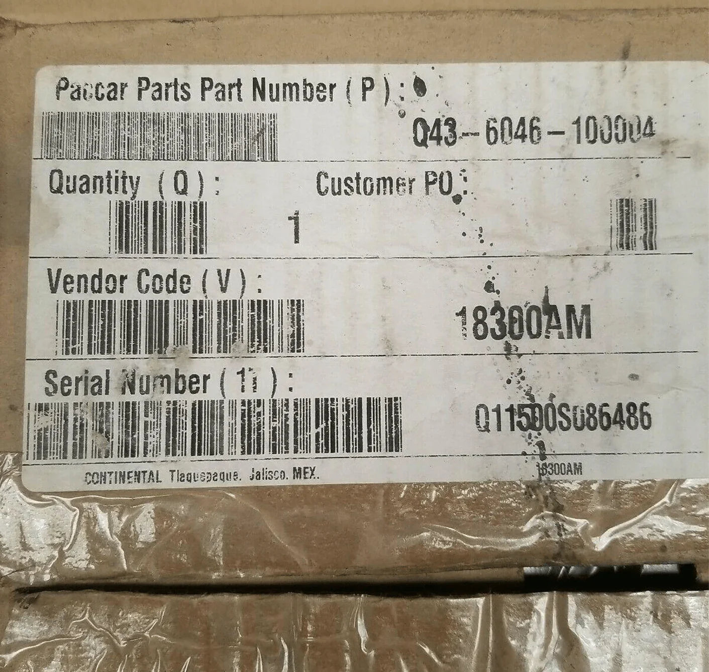 Q43-6046-100005 Genuine Paccar Instrument Cluster