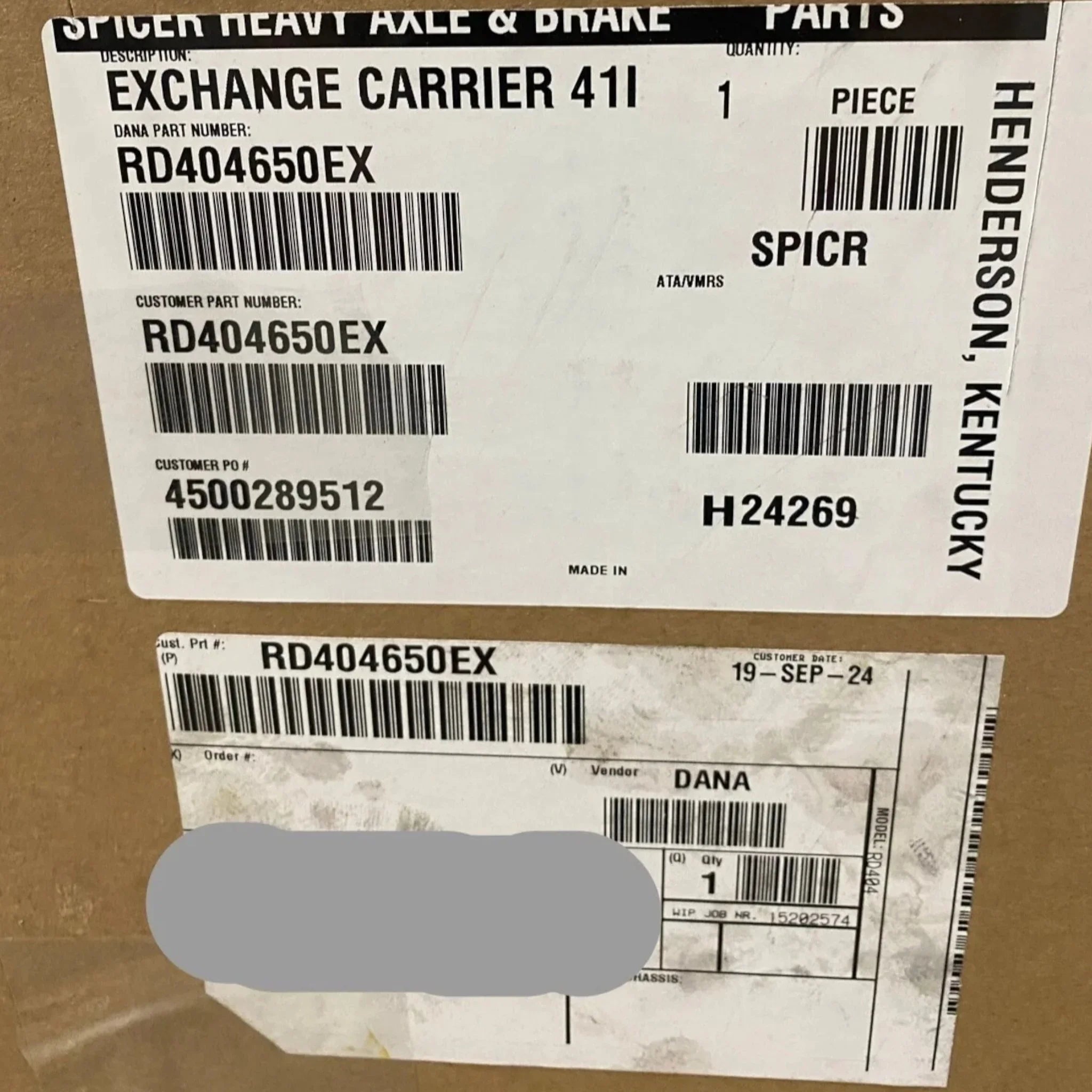 RD404650EX Genuine Dana Spicer Exchange Carrier 41RD404 Ratio 650