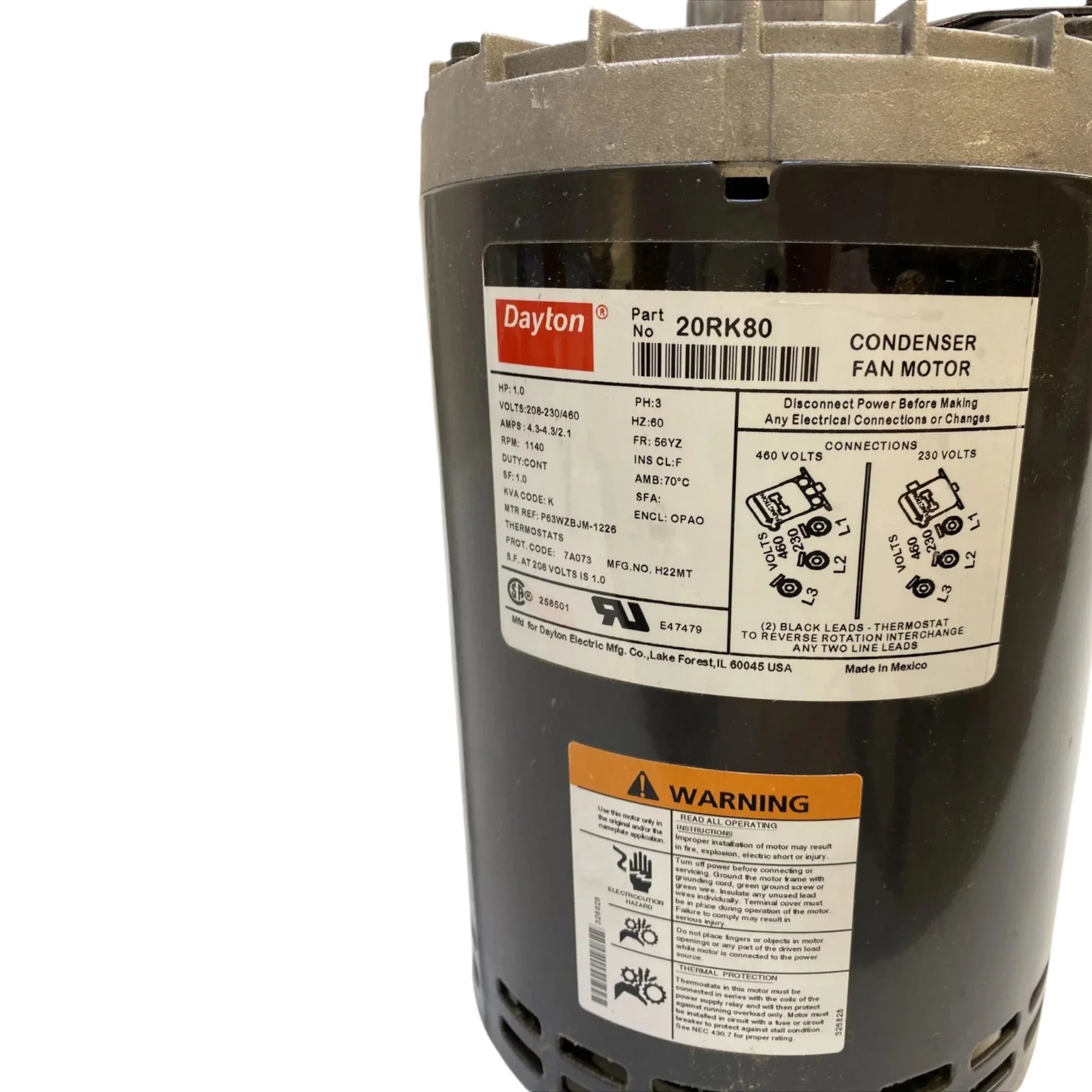 20RK80 Genuine Dayton Condenser Fan Motor