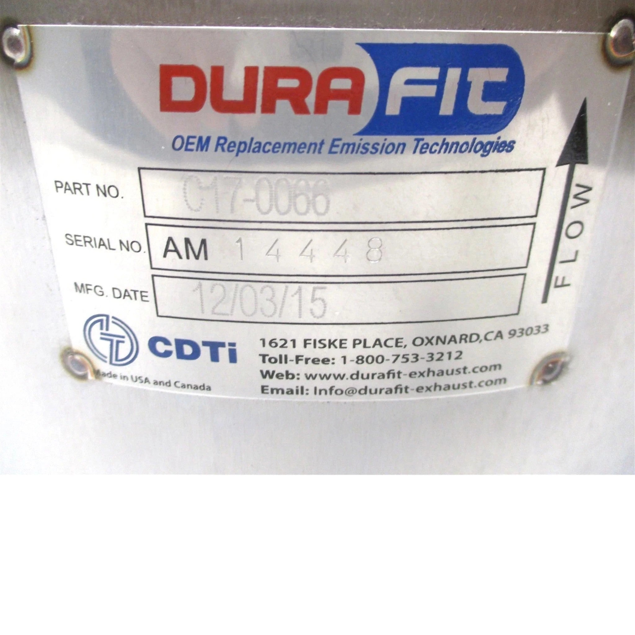 C17-0066 Durafit DPF Diesel Particulate Filter