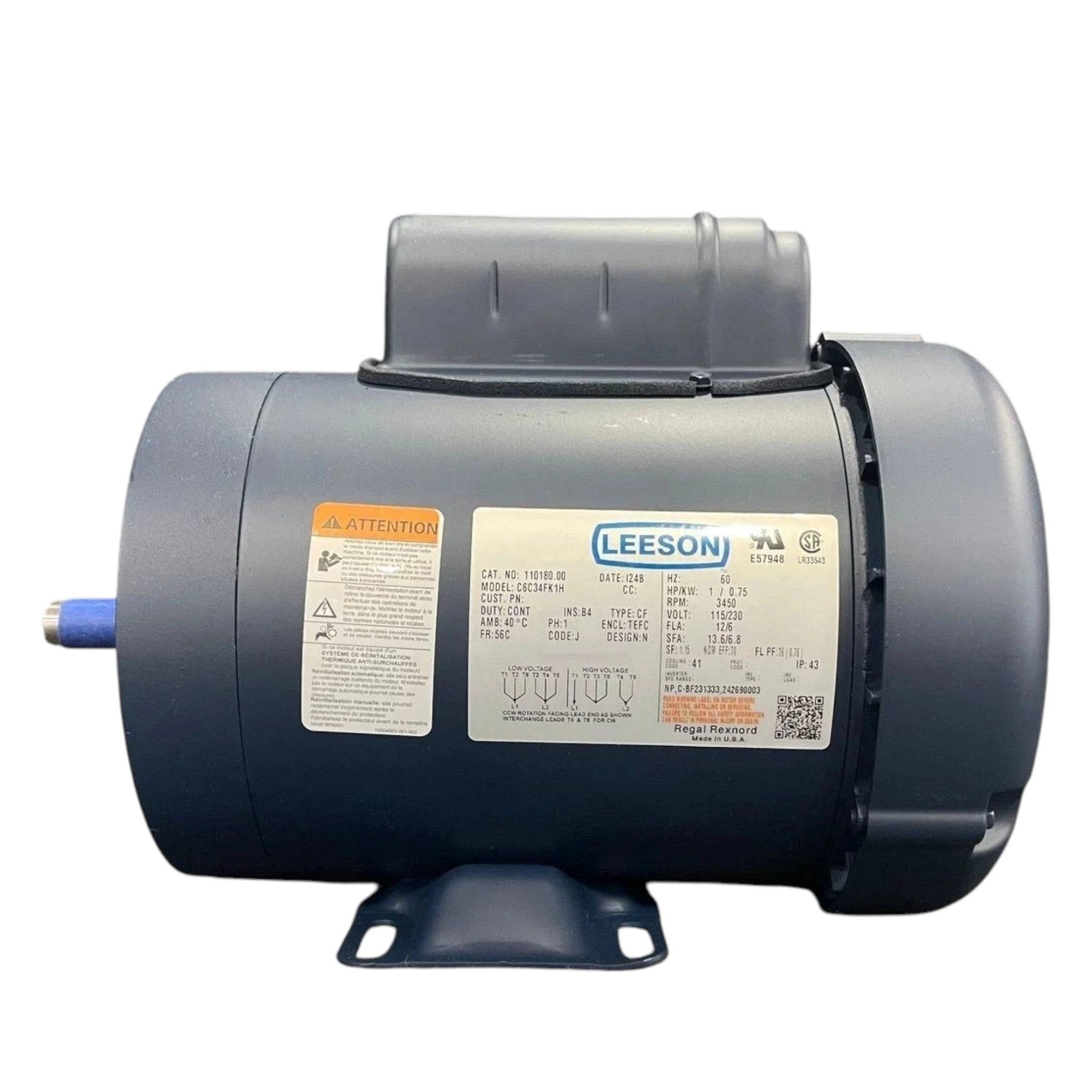 110180.00 Leeson General Purpose Motor 115/230V