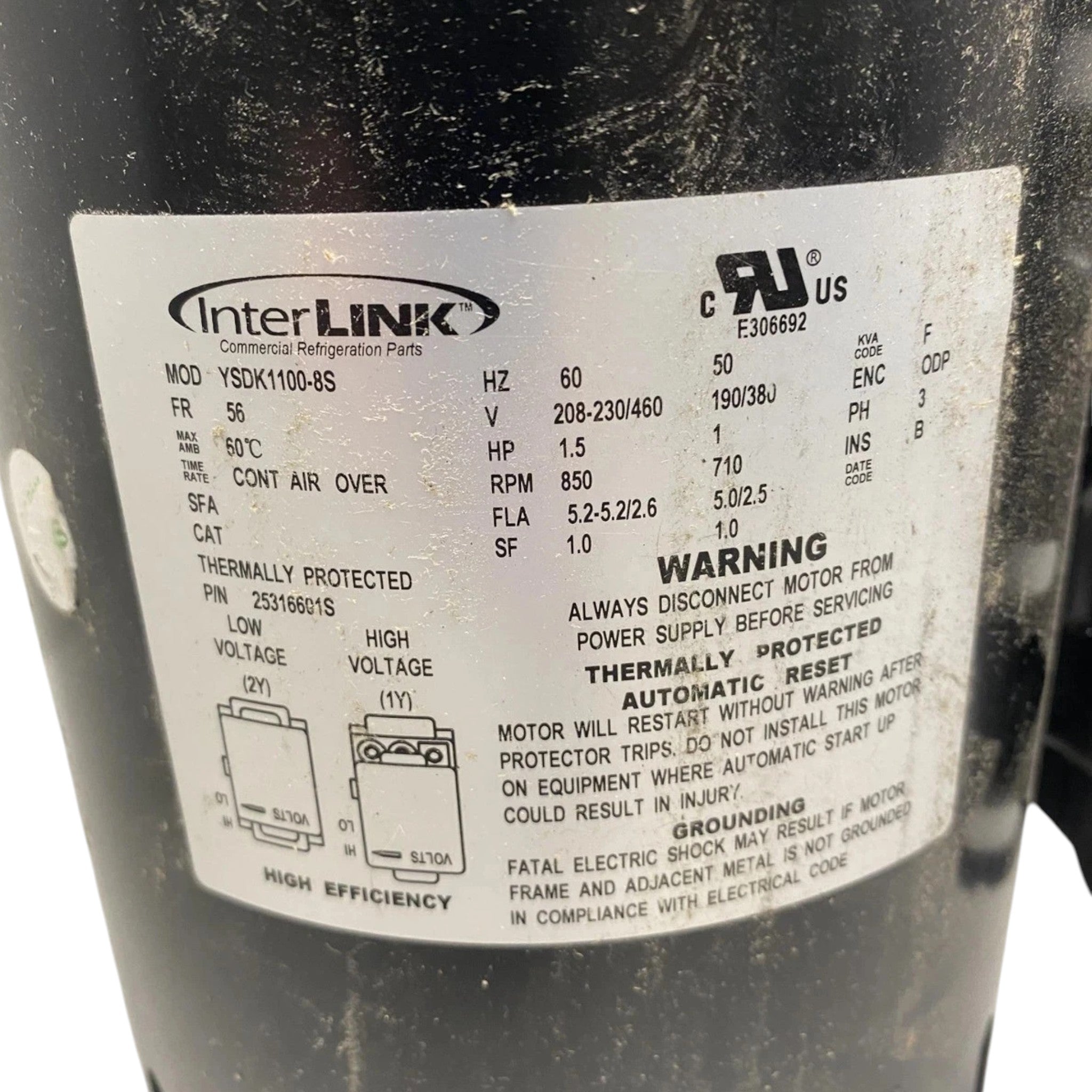 YSDK1100-8S Genuine Lnterlink Electric Motor 208-230/460V