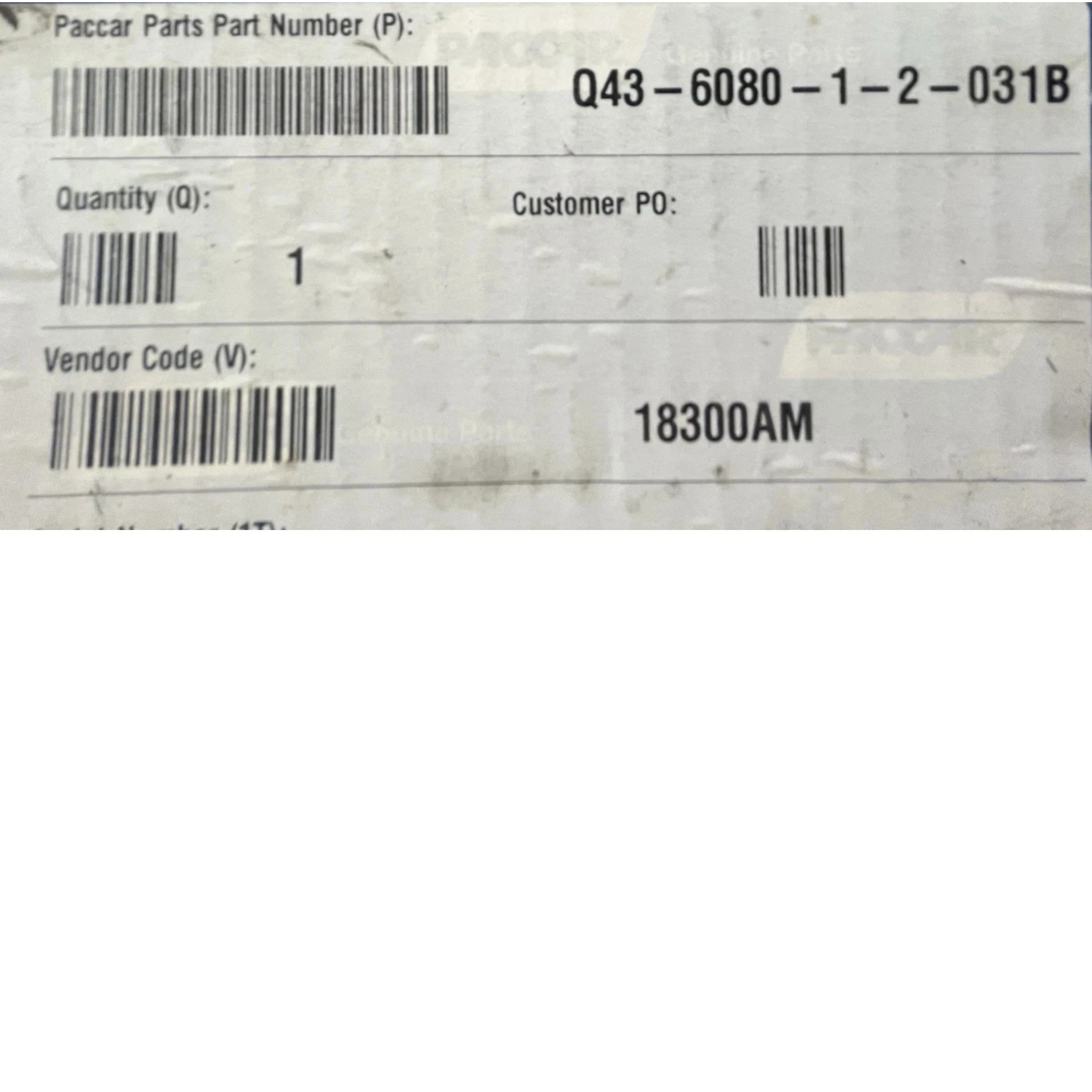 Q43608012021B Genuine Paccar Instrument Cluster