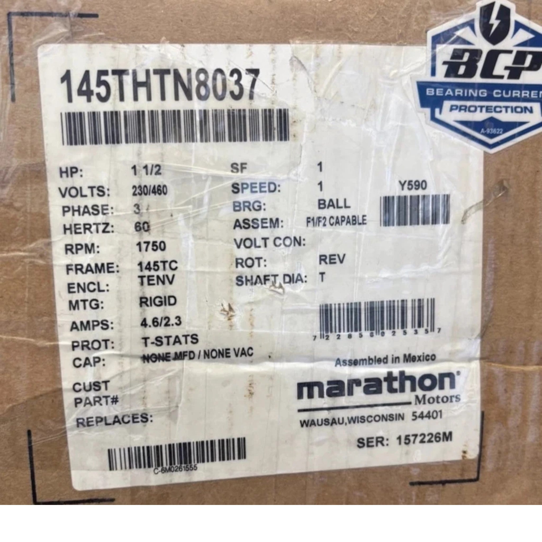 145THTN8037 Genuine Marathon Encoder Motor 230/460V