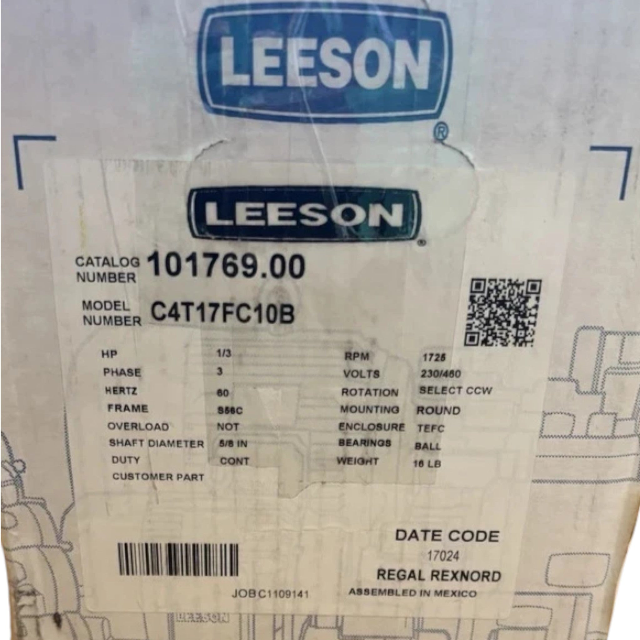 101769.00 Genuine Leeson General Purpose Motor 208-230/460V