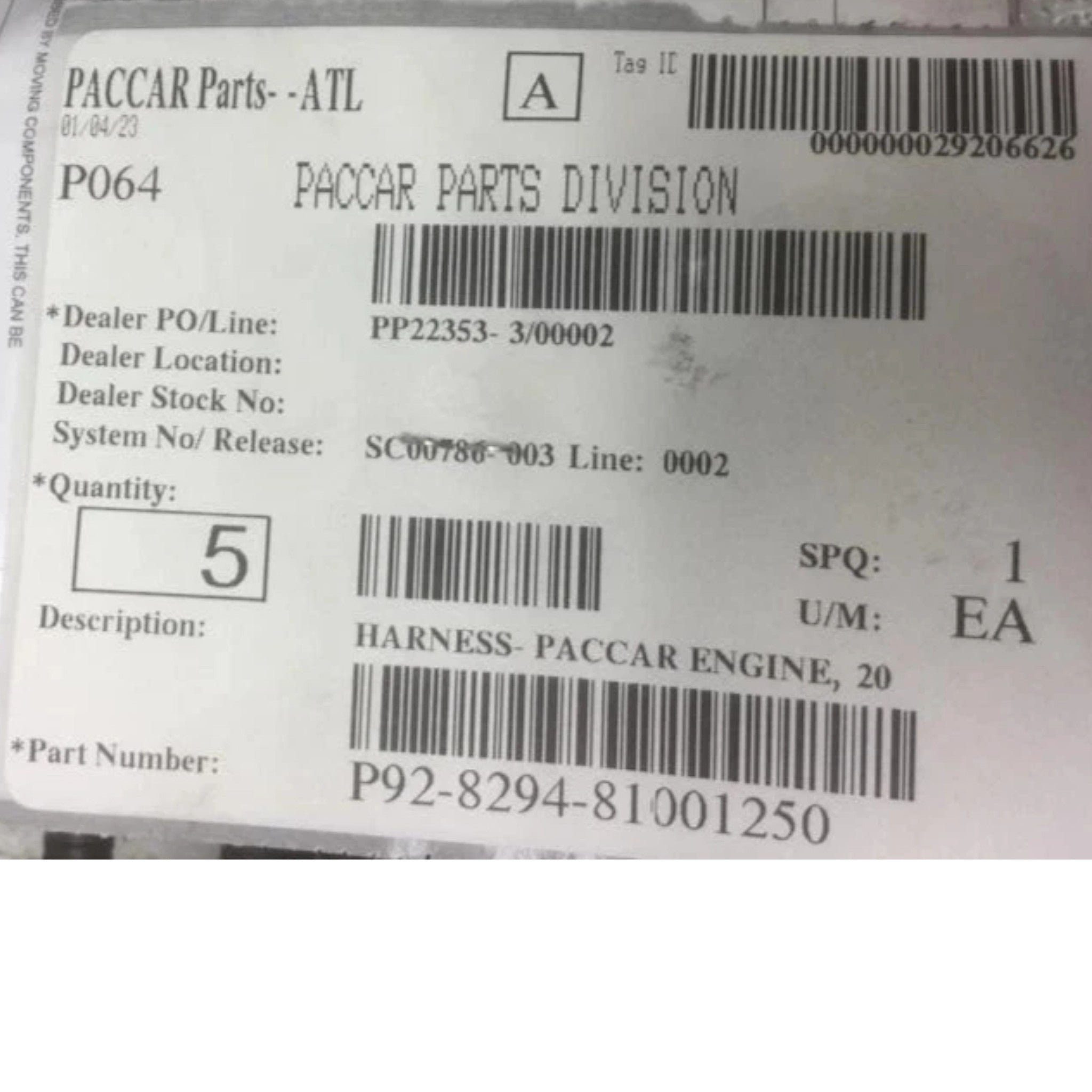 P92 8294 81001250 Genuine Paccar Engine Wiring Harness