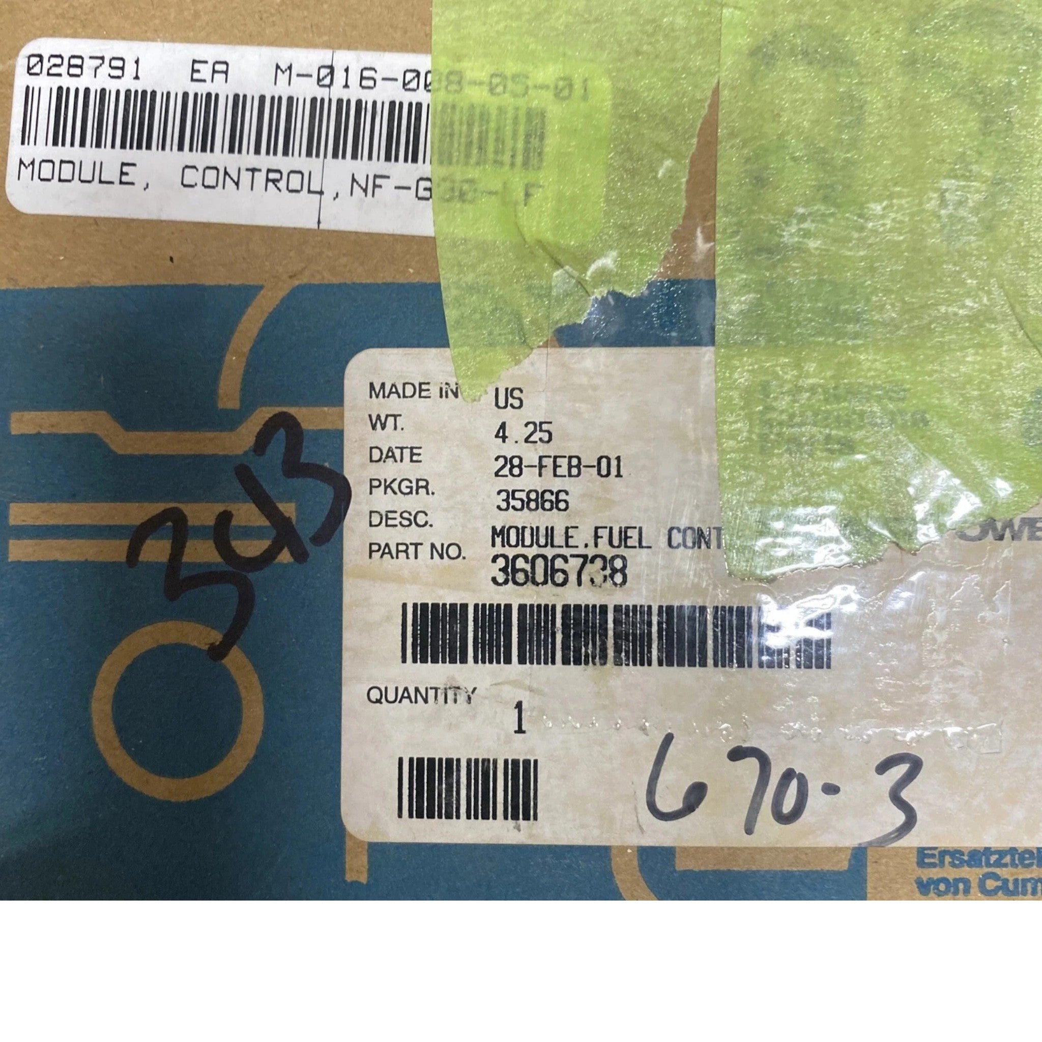 3606738 Genuine Cummins Fuel Control Module