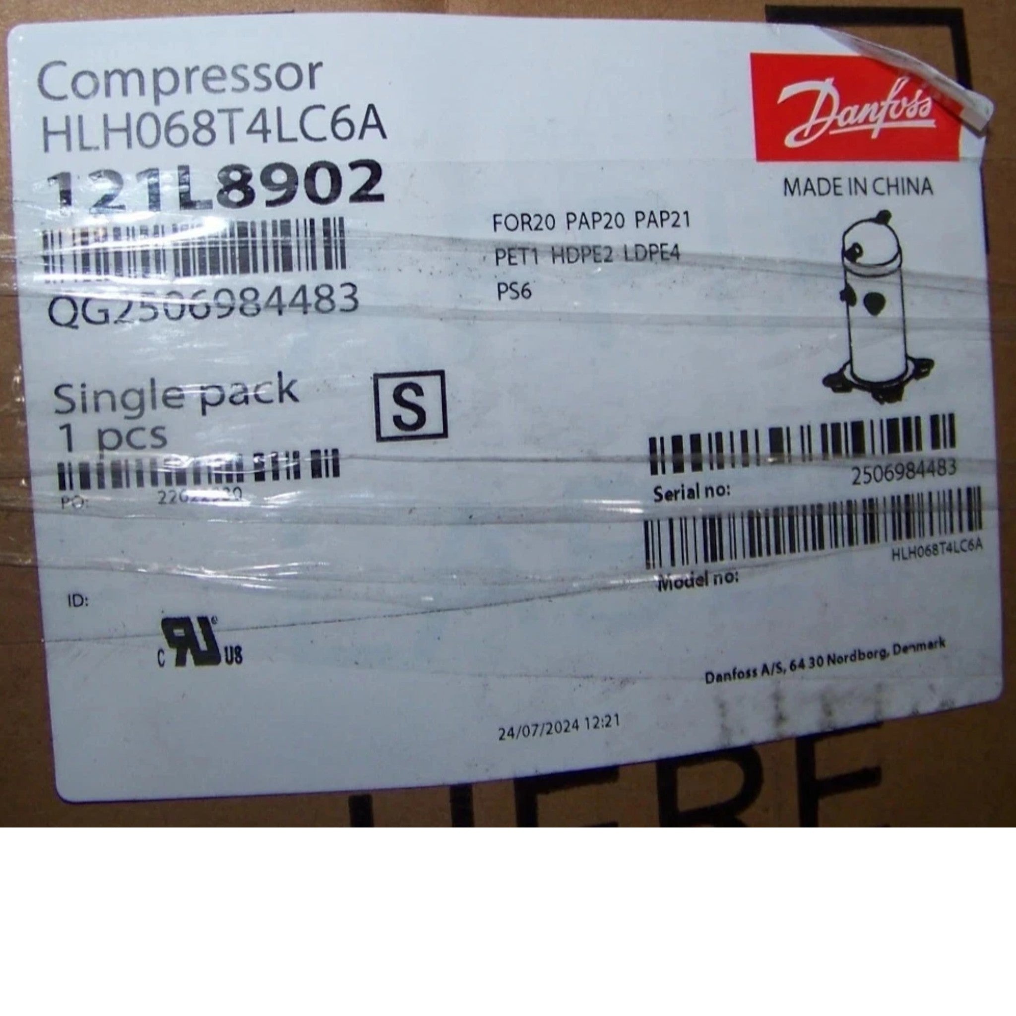 121L8902 Genuine Danfoss Scroll Compressor