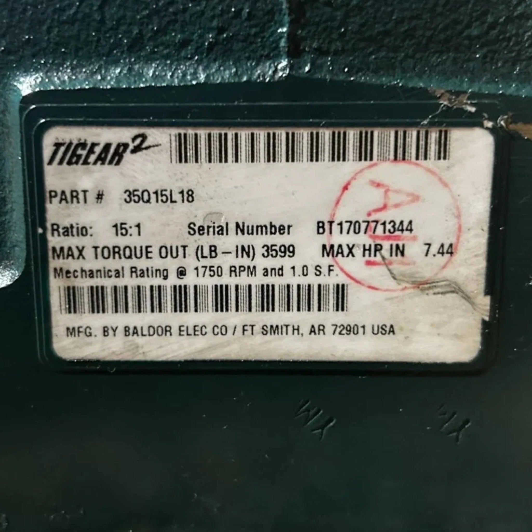 35Q15L18 Genuine Dodge Right Angle Worm Gear Speed Reducer